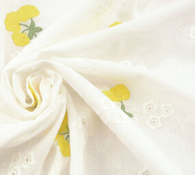 Broderie Katoen Bloem Kaylee Geel Broderie Katoen Bloem Kaylee Geel