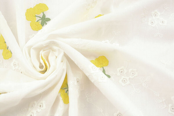 Stickerei Baumwolle Blume Kaylee Gelb