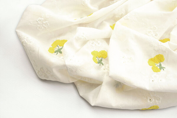 Stickerei Baumwolle Blume Kaylee Gelb