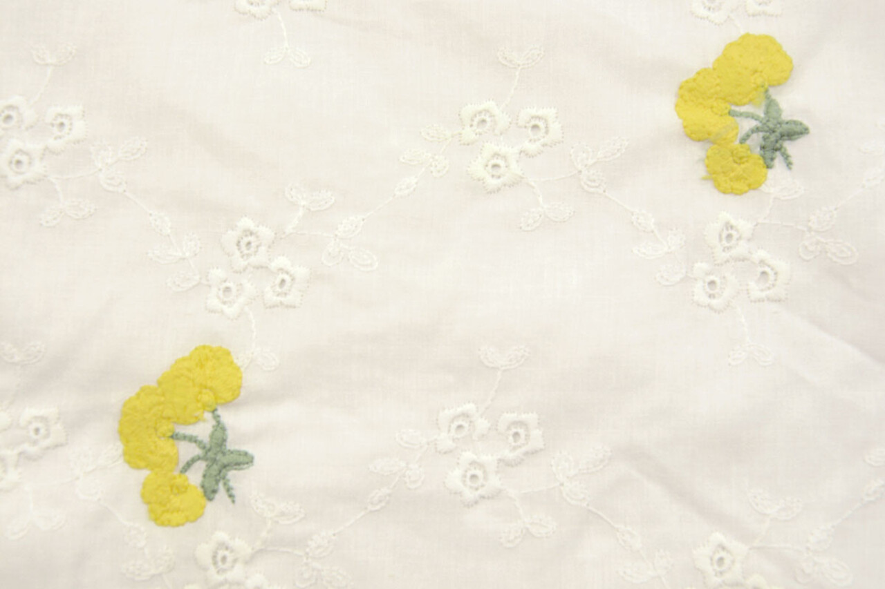Broderie Katoen Bloem Kaylee Geel Broderie Katoen Bloem Kaylee Geel