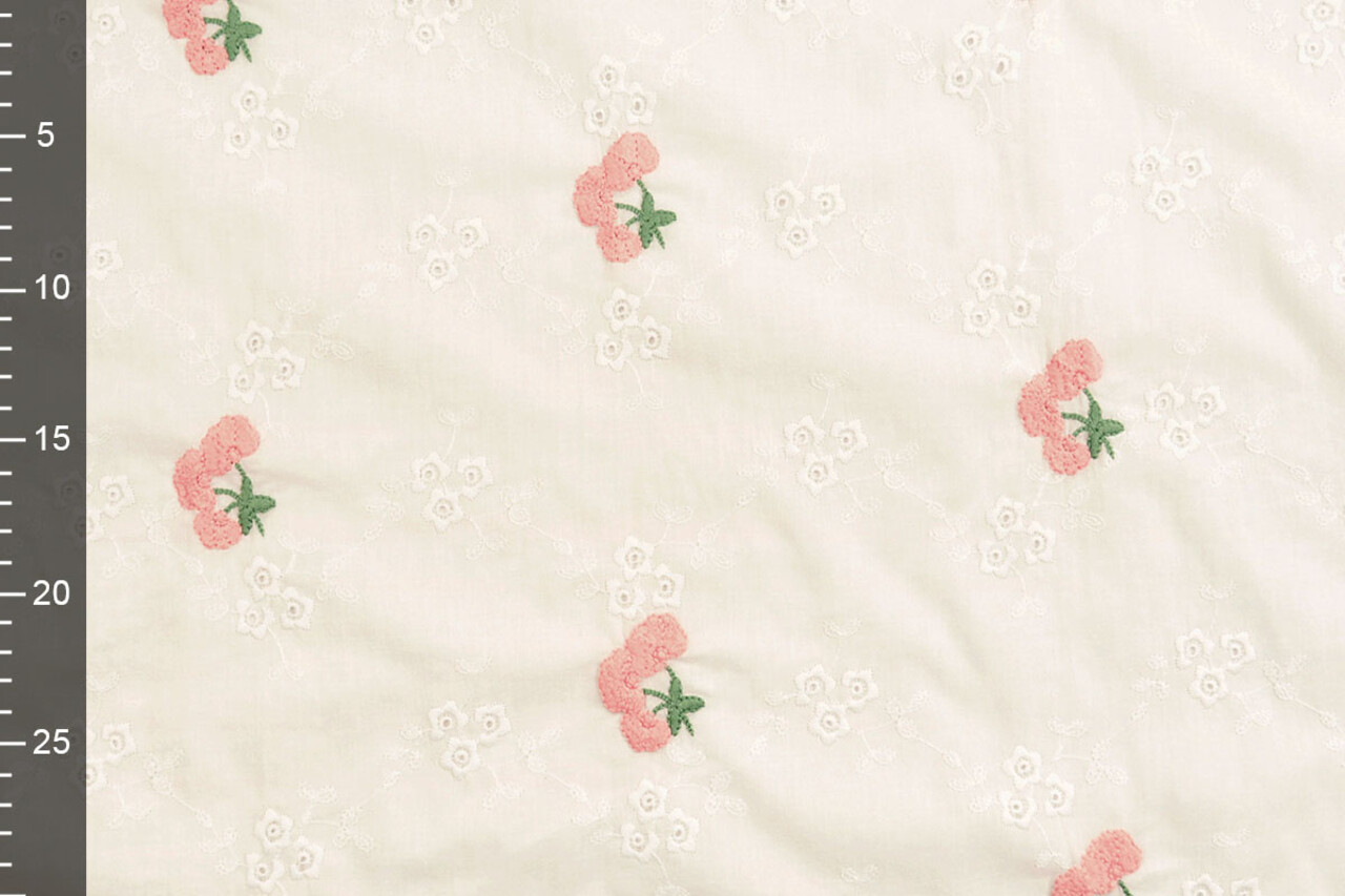 Broderie Katoen Bloem Kaylee Roze Broderie Katoen Bloem Kaylee Roze