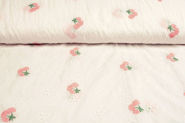 Broderie Katoen Bloem Kaylee Roze Broderie Katoen Bloem Kaylee Roze