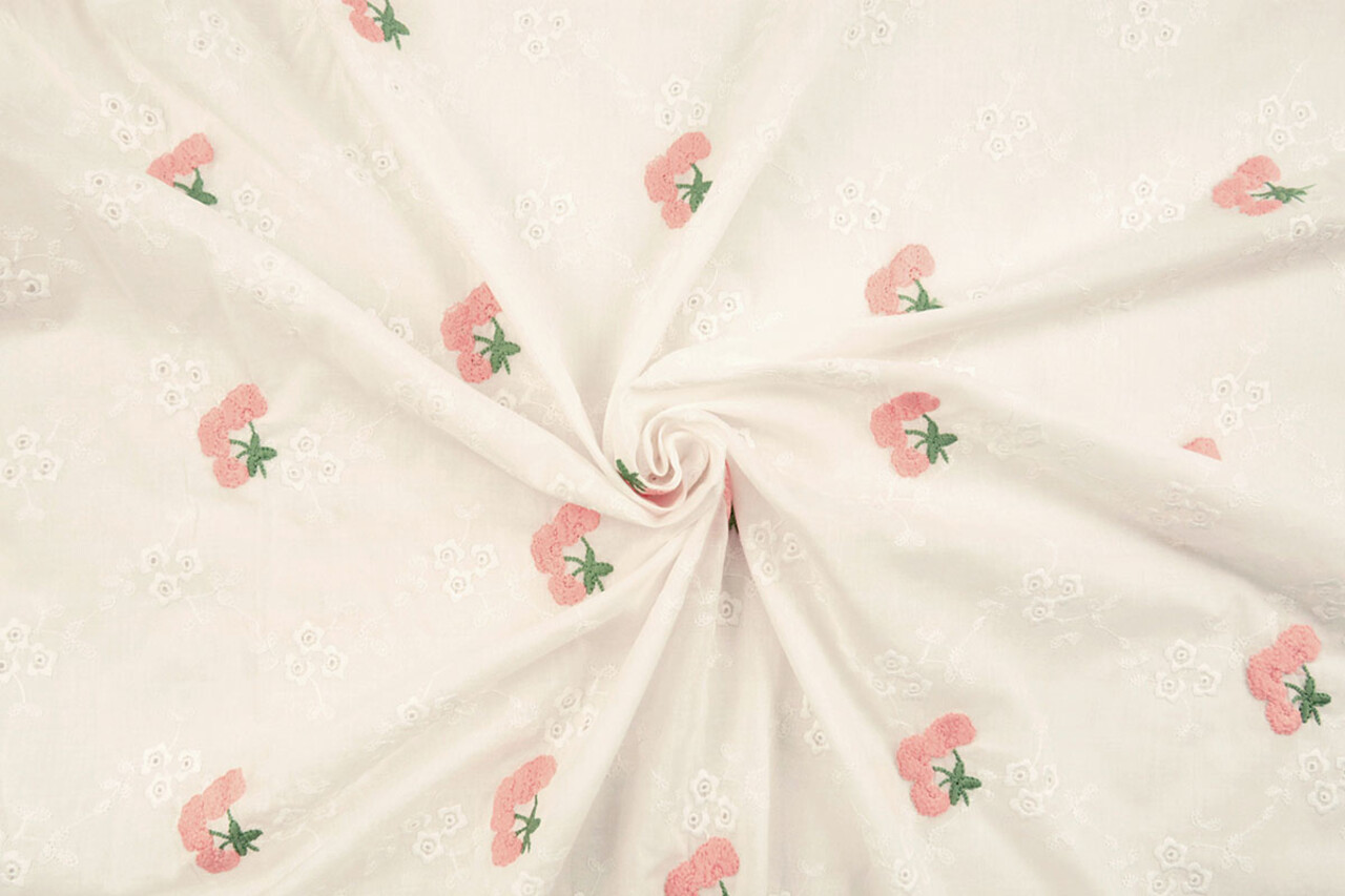 Embroidery Cotton Flower Kaylee Pink Embroidery Cotton Flower Kaylee Pink