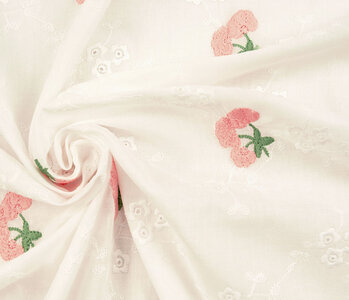 Embroidery Cotton Flower Kaylee Pink