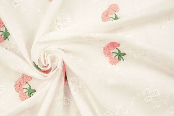 Broderie Katoen Bloem Kaylee Roze Broderie Katoen Bloem Kaylee Roze