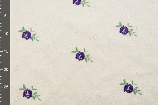 Embroidery Cotton Roses Purple Embroidery Cotton Roses Purple