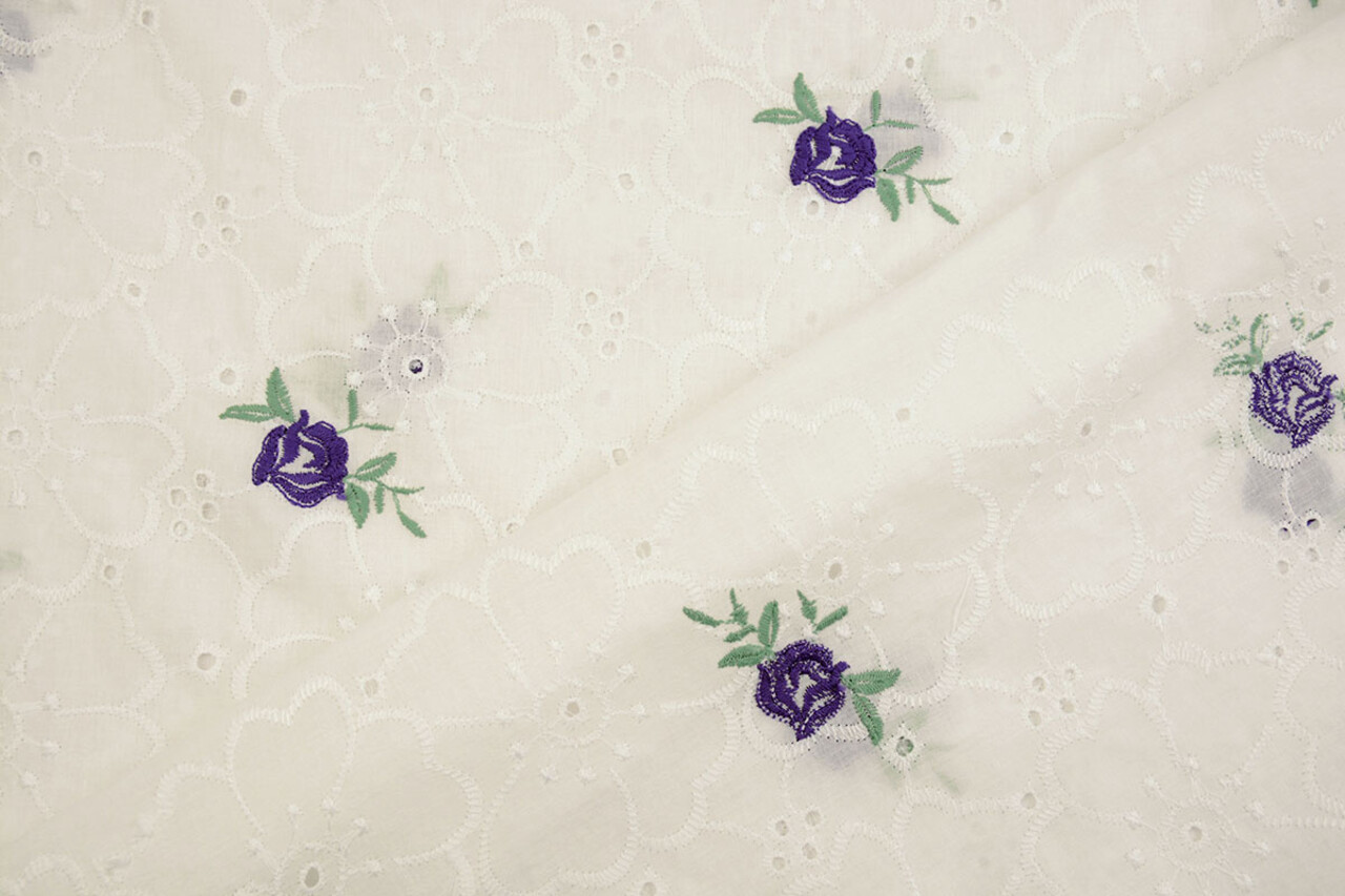 Stickerei Baumwolle Rosen Lila Stickerei Baumwolle Rosen Lila