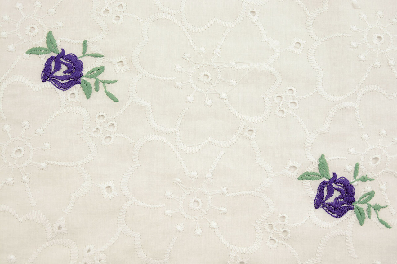 Broderie Anglaise Coton Roosjes Violet Broderie Anglaise Coton Roosjes Violet