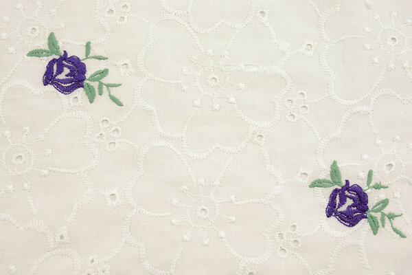 Embroidery Cotton Roses Purple Embroidery Cotton Roses Purple
