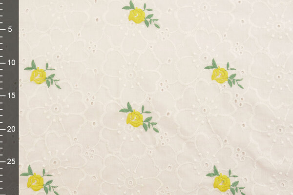 Embroidery Cotton Roses Yellow Embroidery Cotton Roses Yellow