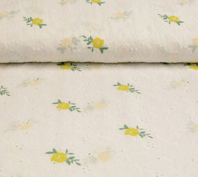Embroidery Cotton Roses Yellow