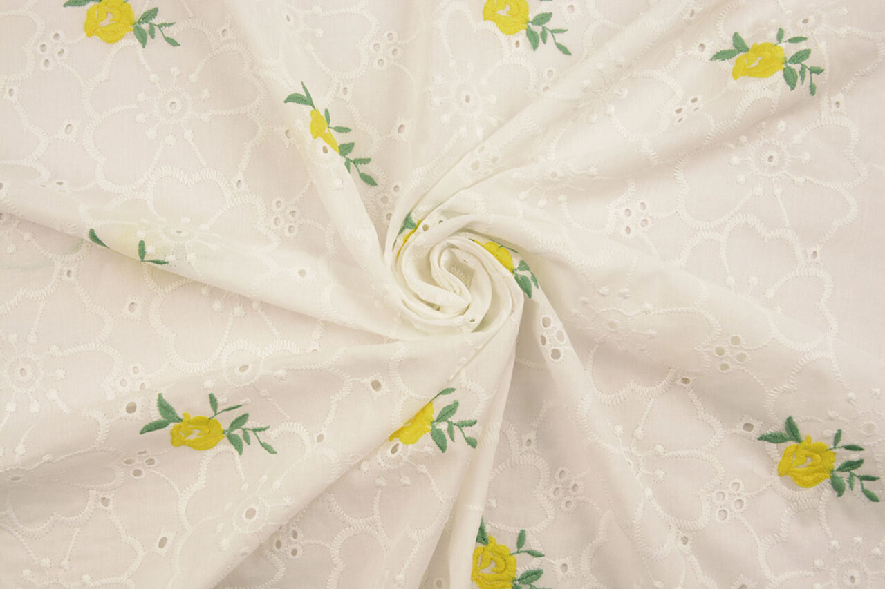 Embroidery Cotton Roses Yellow Embroidery Cotton Roses Yellow