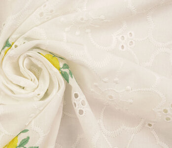 Embroidery Cotton Roses Yellow