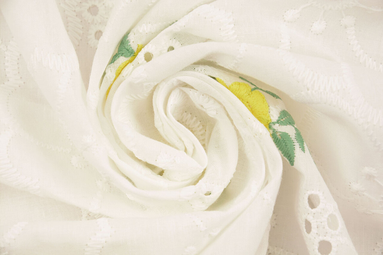Broderie Anglaise Coton Roosjes Jaune Broderie Anglaise Coton Roosjes Jaune