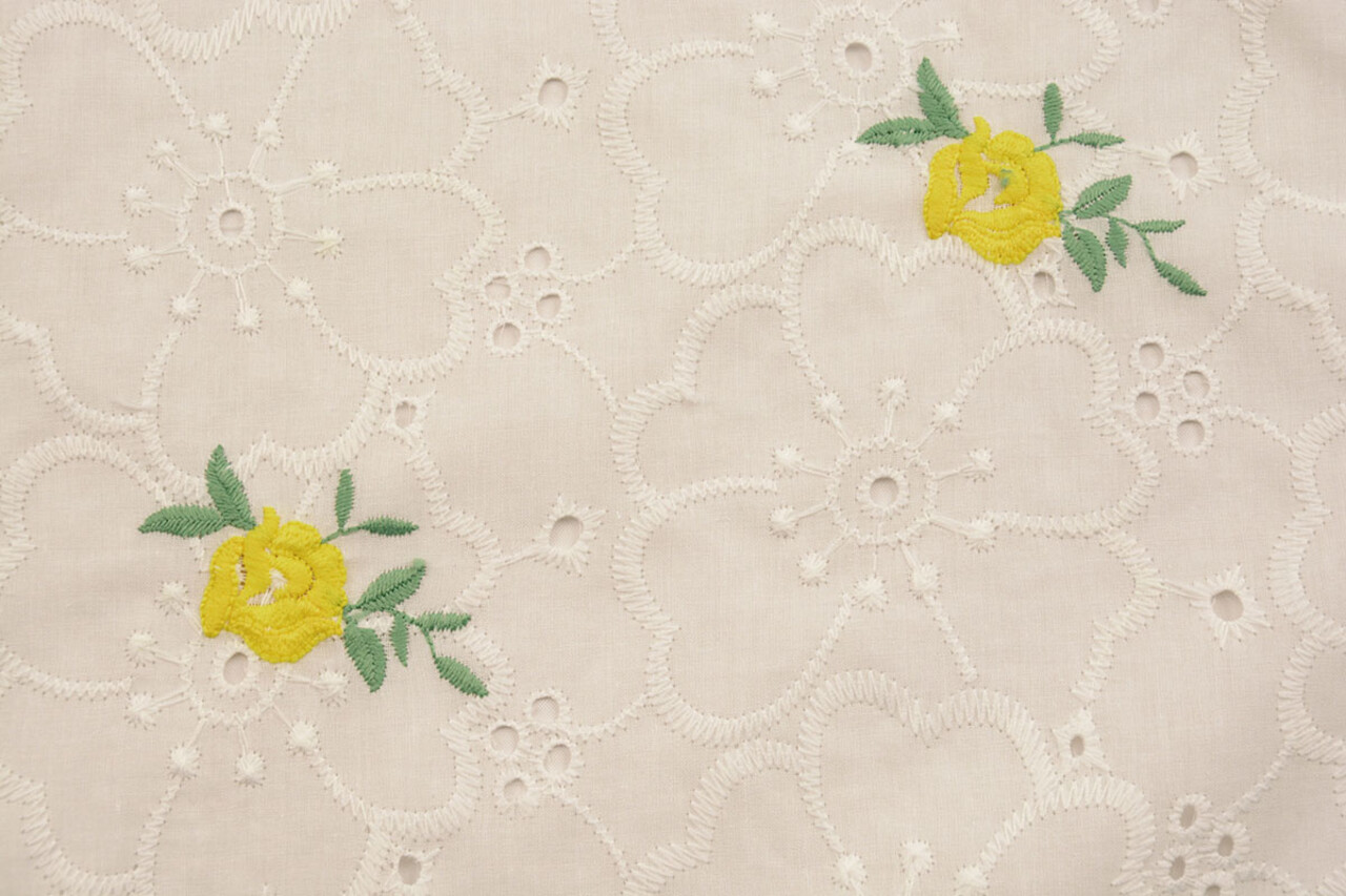 Bordado Inglés Algodón Roosjes Amarillo Bordado Inglés Algodón Roosjes Amarillo