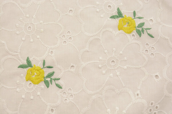 Stickerei Baumwolle Rosen Gelb Stickerei Baumwolle Rosen Gelb
