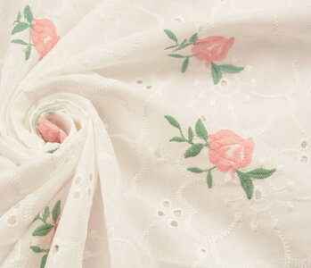 Embroidery Cotton Roses Pink