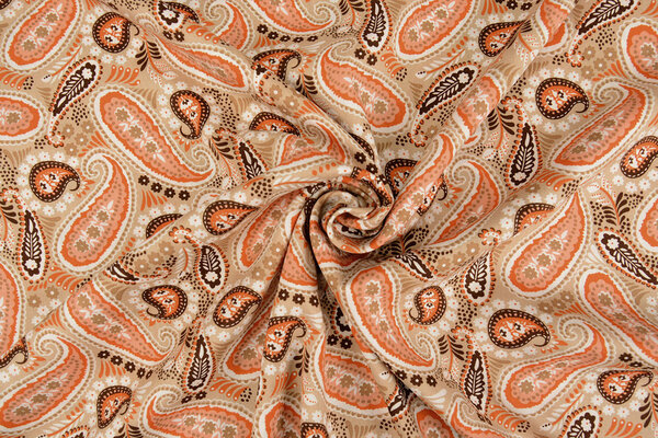 100% Viscose Yingi Paisley Bruin Oranje