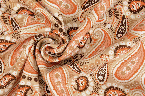 100% Viscose Yingi Paisley Bruin Oranje