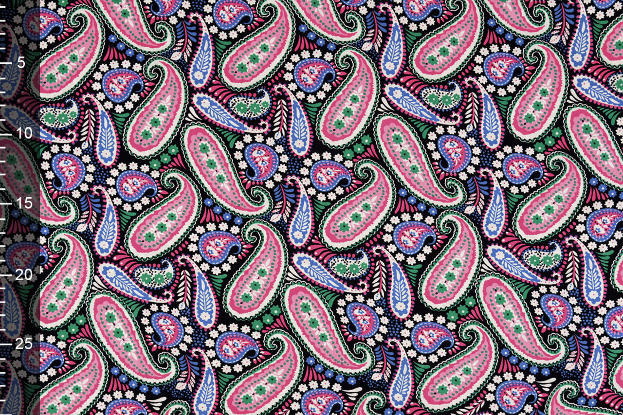 100% Viscosa Yingi Paisley Nero Rosa 100% Viscosa Yingi Paisley Nero Rosa