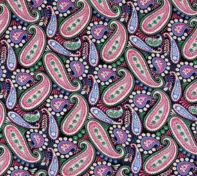 100% Viskose Yingi Paisley Schwarz Rosa 100% Viskose Yingi Paisley Schwarz Rosa