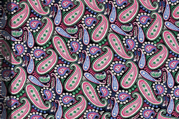 100% Viscosa Yingi Paisley Negro Rosa