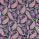 100% Viscose Yingi Paisley Black Pink