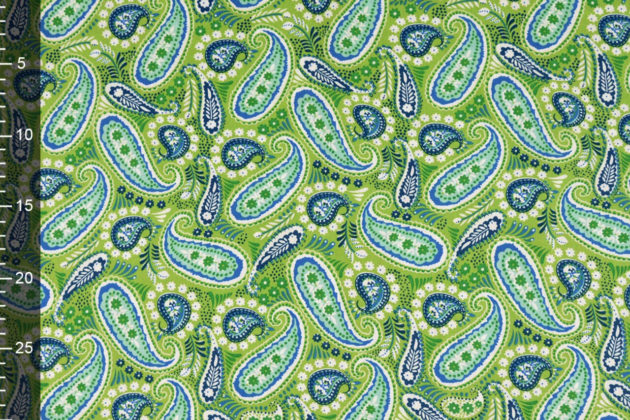 100% Viskose Yingi Paisley Grün Blau 100% Viskose Yingi Paisley Grün Blau