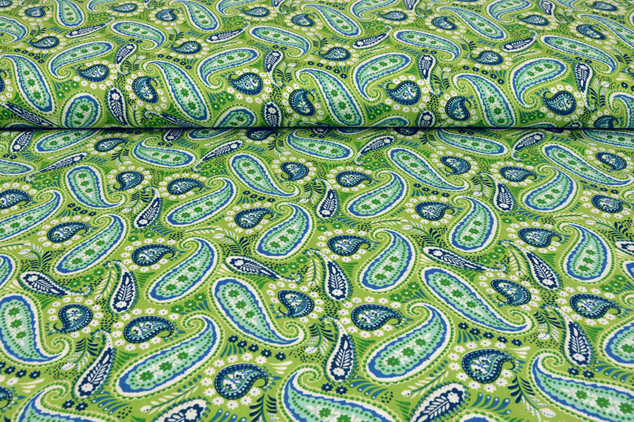 100% Viskose Yingi Paisley Grün Blau 100% Viskose Yingi Paisley Grün Blau