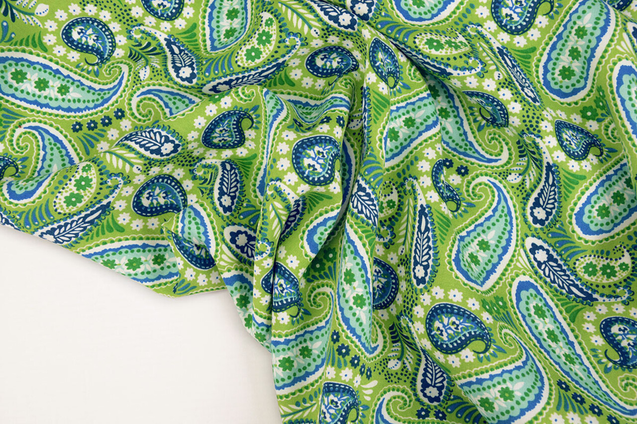 100% Viskose Yingi Paisley Grün Blau 100% Viskose Yingi Paisley Grün Blau
