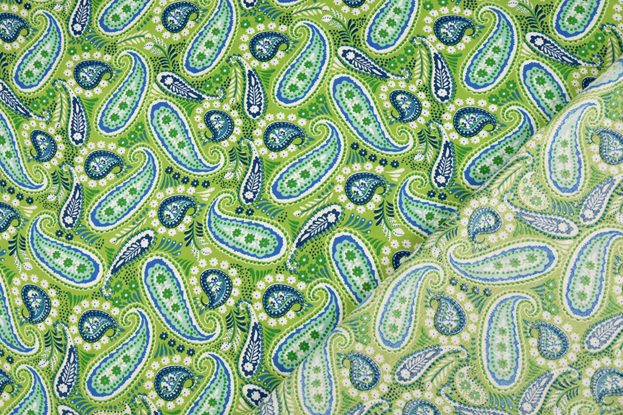 100% Viscose Yingi Paisley Groen Blauw
