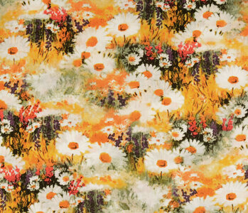 100% Viscose Daisy Geel