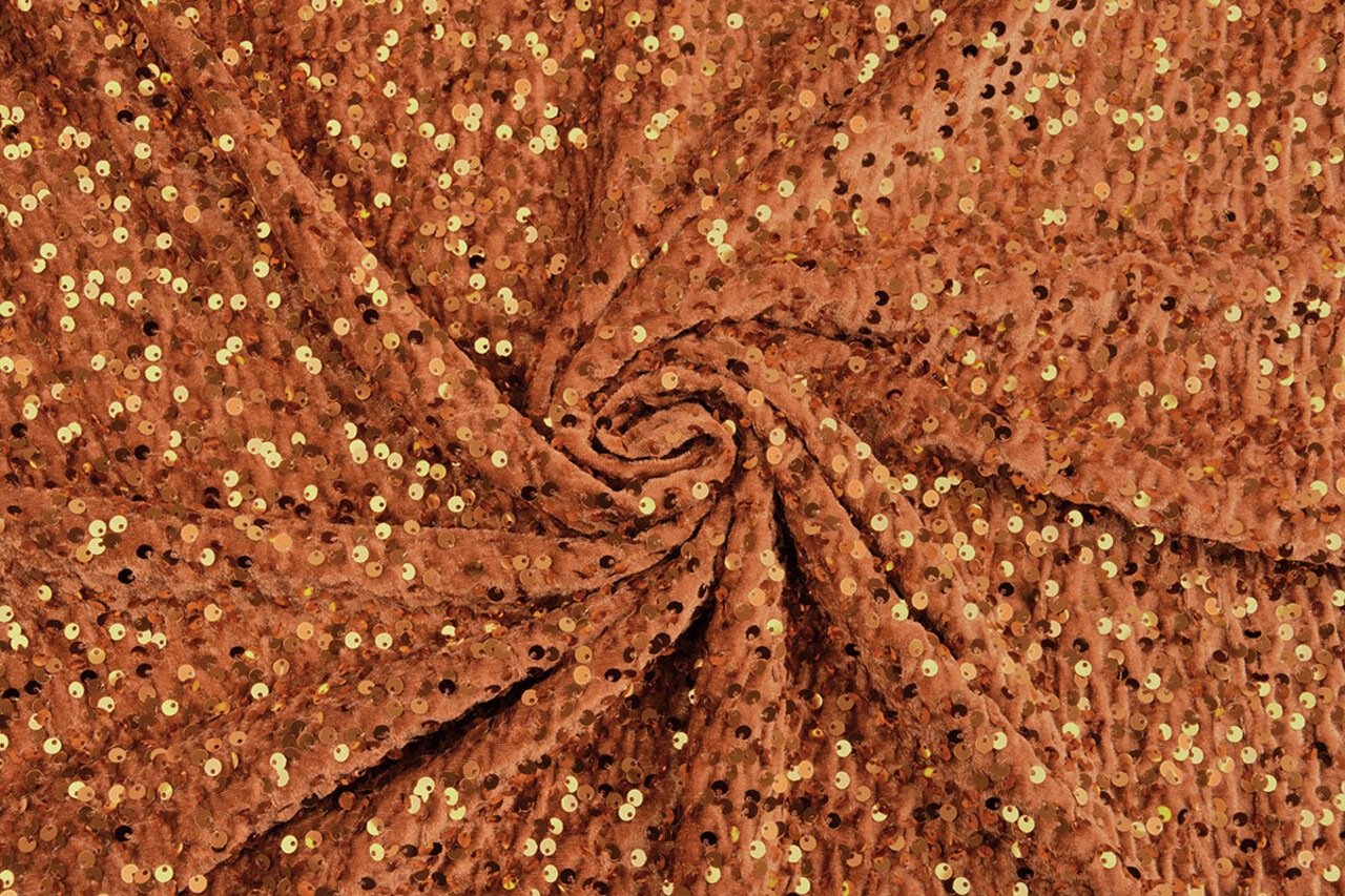 Pailletten auf Samt Orange Brique