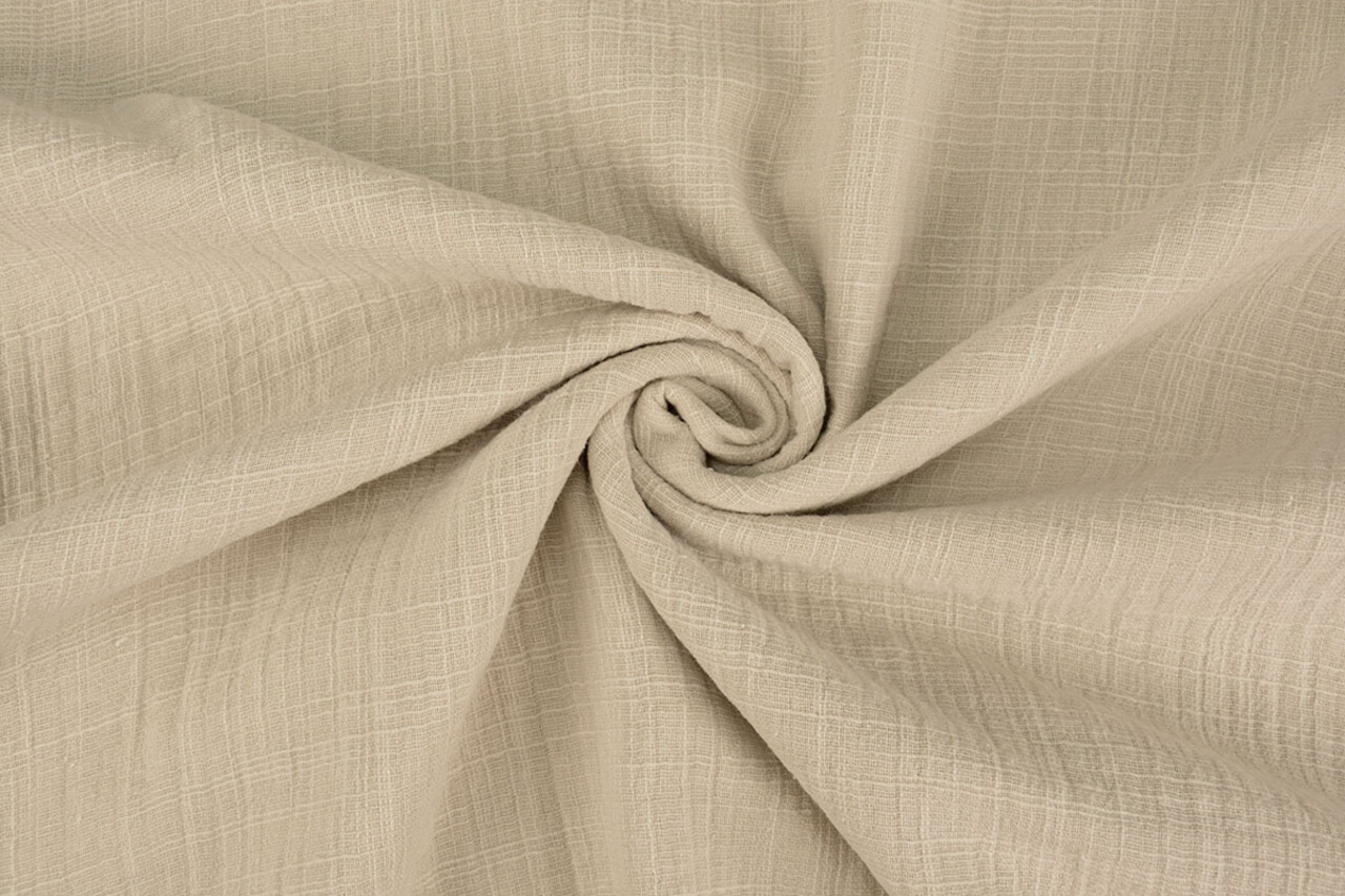 Oeko-Tex®  Double Gauze Fabric Linen Structure Beige Oeko-Tex®  Double Gauze Fabric Linen Structure Beige