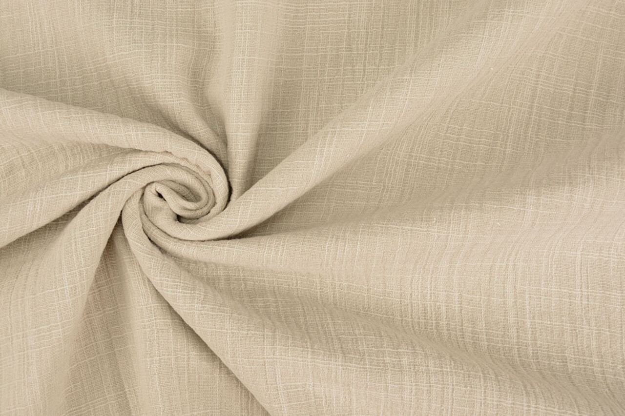 Oeko-Tex®  Baumwoll Musselin Leinenstruktur Beige Oeko-Tex®  Baumwoll Musselin Leinenstruktur Beige