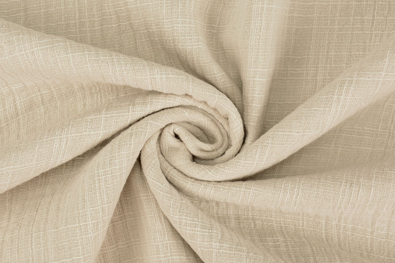 Oeko-Tex®  Double Gauze Fabric Linen Structure Beige Oeko-Tex®  Double Gauze Fabric Linen Structure Beige