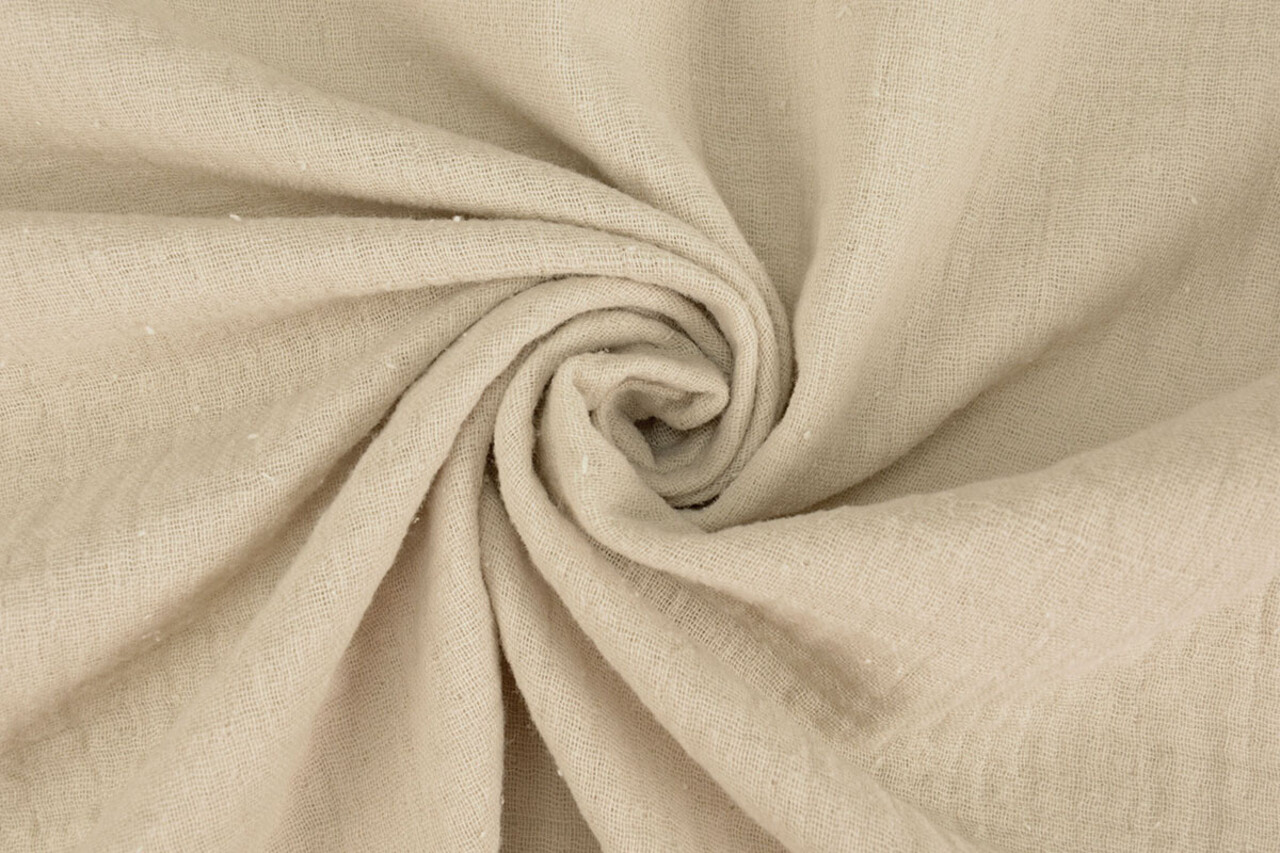Oeko-Tex®  Baumwoll Musselin Leinenstruktur Beige Oeko-Tex®  Baumwoll Musselin Leinenstruktur Beige