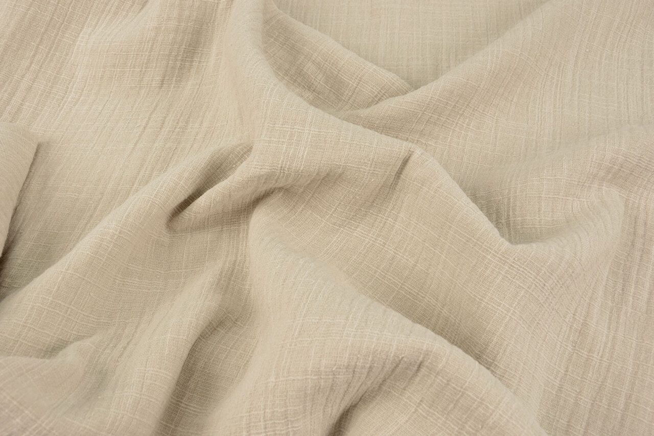 Oeko-Tex®  Hydrofiel Linnenstructuur Beige Oeko-Tex®  Hydrofiel Linnenstructuur Beige