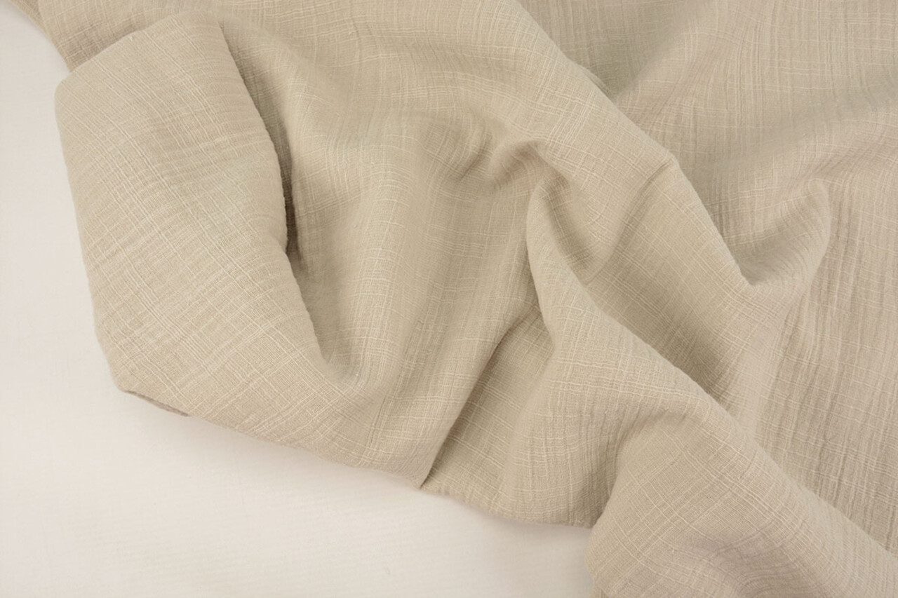 Oeko-Tex® Muselina Linnenstructuur Beige Oeko-Tex® Muselina Linnenstructuur Beige