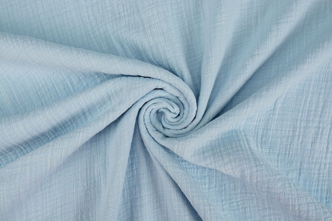 Oeko-Tex®  Double Gauze Fabric Linen Structure Baby Blue