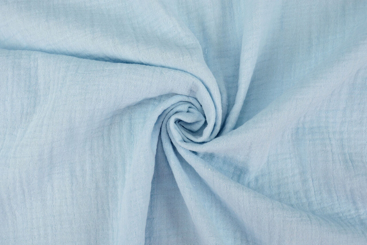 Oeko-Tex®  Baumwoll Musselin Leinenstruktur Baby Blau Oeko-Tex®  Baumwoll Musselin Leinenstruktur Baby Blau