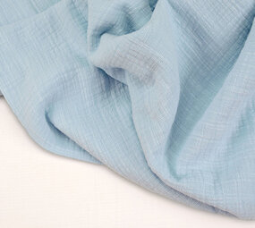 Oeko-Tex®  Baumwoll Musselin Leinenstruktur Baby Blau