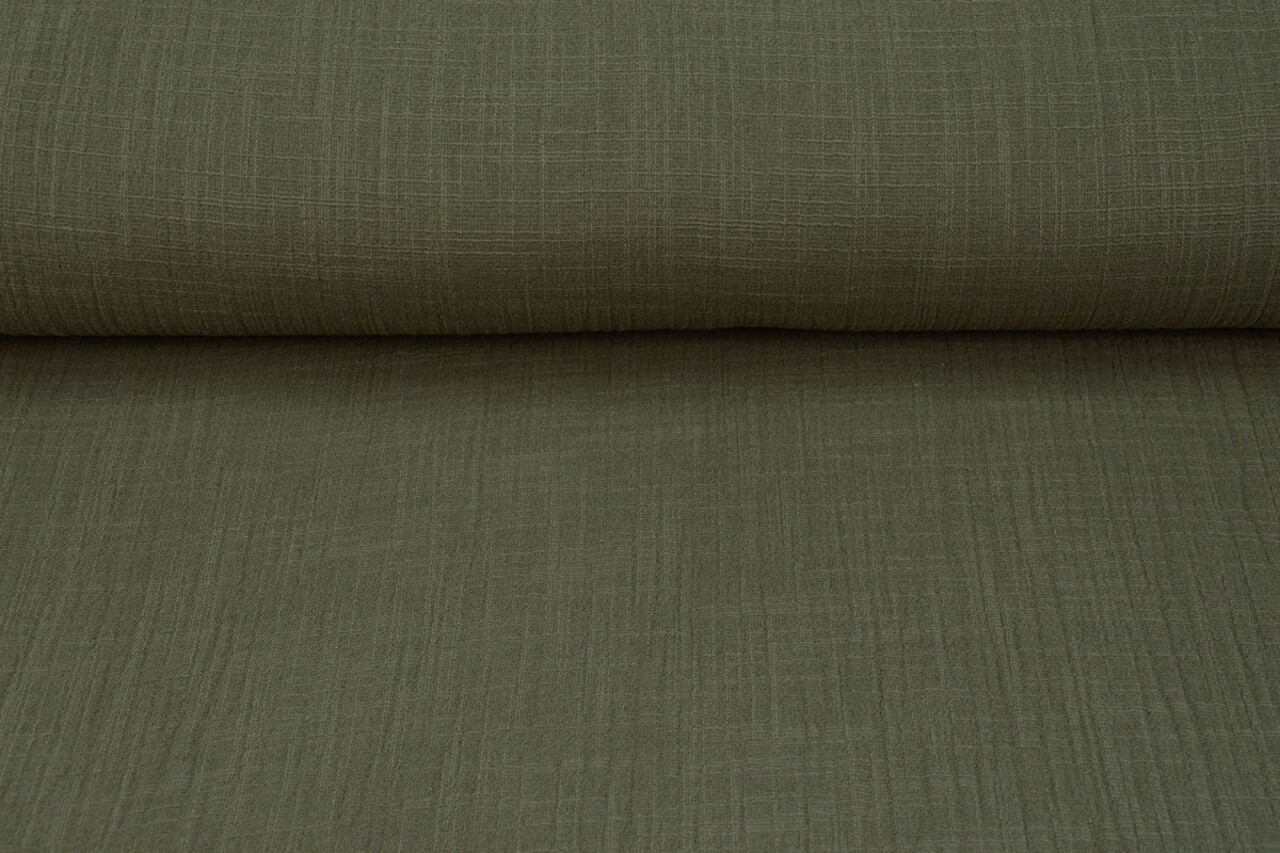 Oeko-Tex®  Double Gauze Fabric Linen Structure Army Green