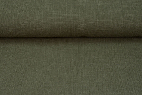 Oeko-Tex®  Double Gauze Fabric Linen Structure Army Green