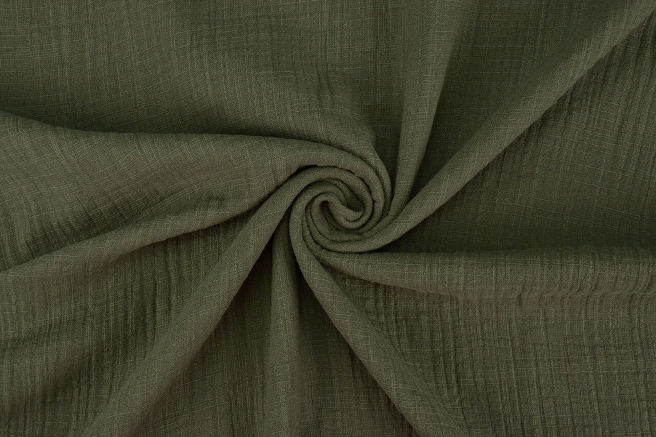 Oeko-Tex® Mussola Texture Lino Verde Army Oeko-Tex® Mussola Texture Lino Verde Army