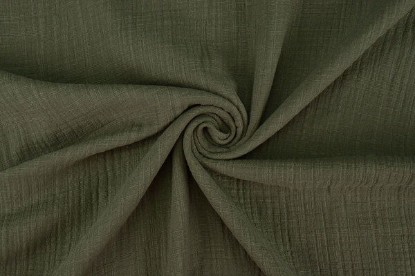 Oeko-Tex®  Double Gauze Fabric Linen Structure Army Green