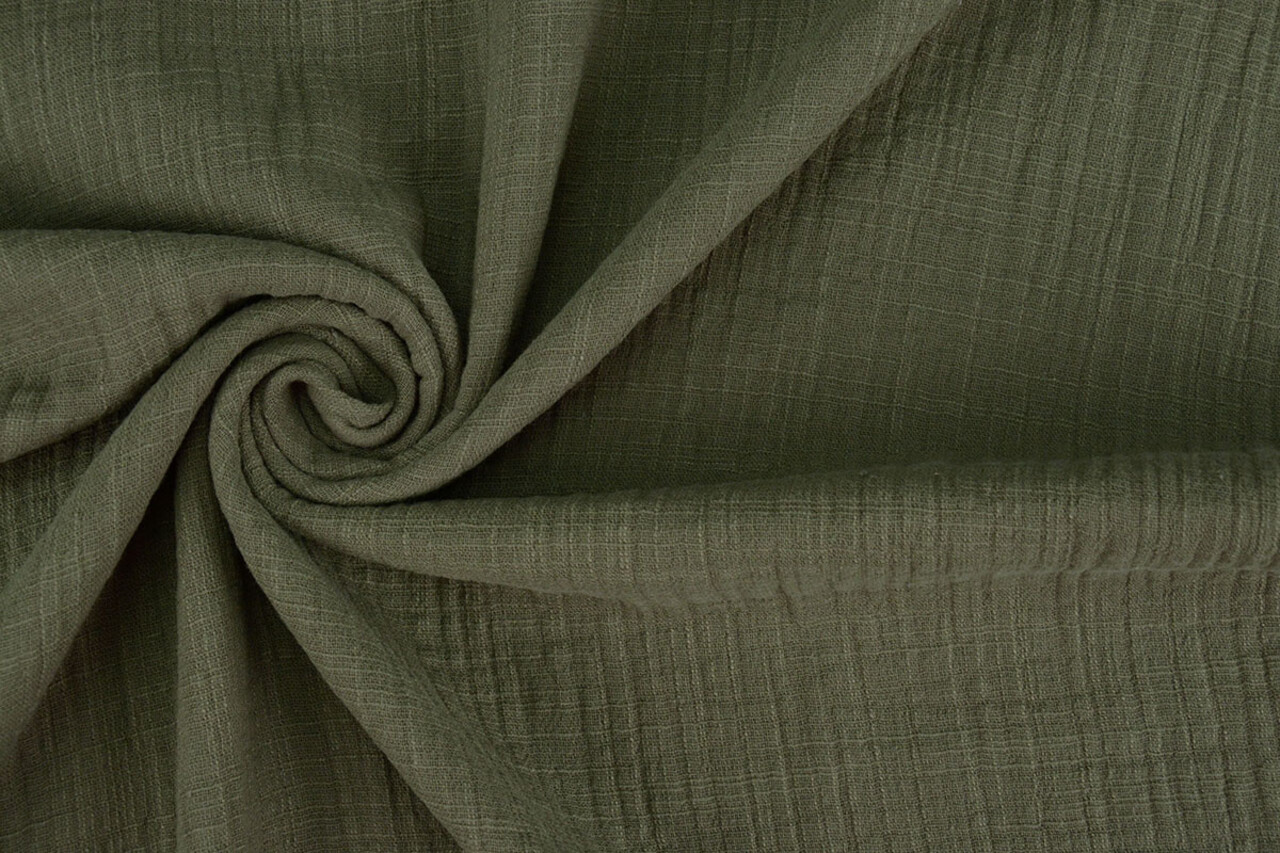 Oeko-Tex® Mussola Texture Lino Verde Army Oeko-Tex® Mussola Texture Lino Verde Army