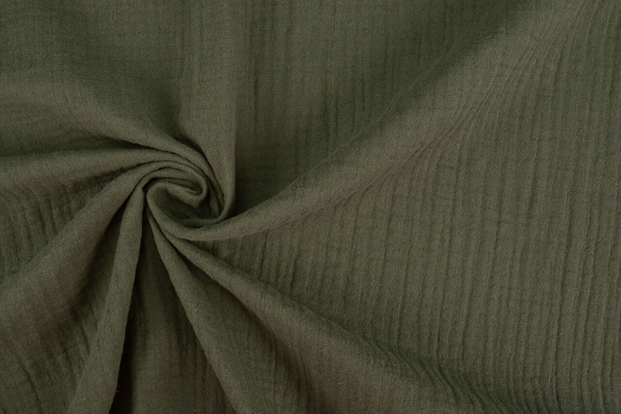 Oeko-Tex®  Double Gauze Fabric Linen Structure Army Green