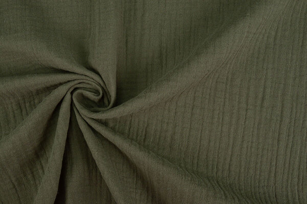 Oeko-Tex®  Double Gauze Fabric Linen Structure Army Green