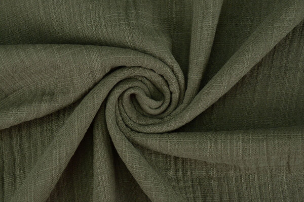 Oeko-Tex®  Double Gauze Fabric Linen Structure Army Green